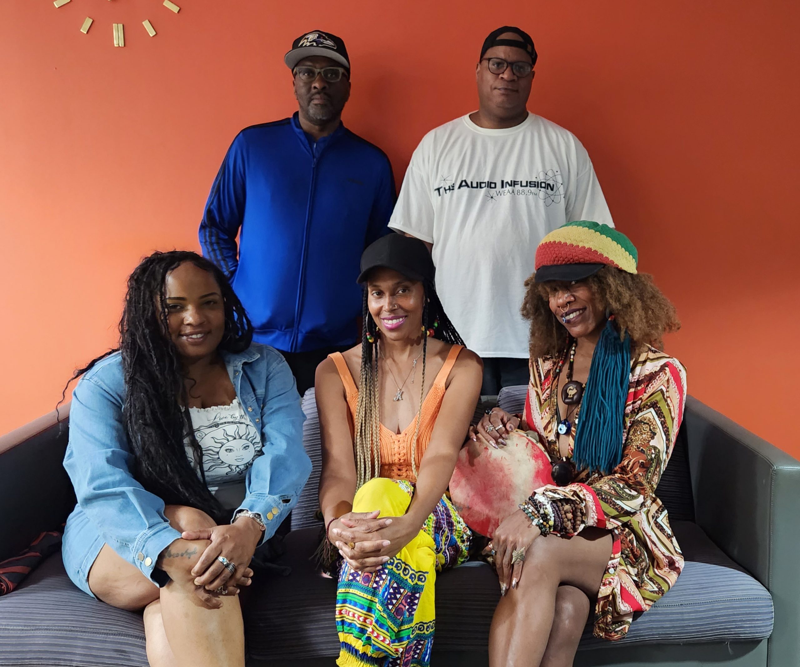 2023-07-08 Standing. N'Dinga Gaba, Hanry Da Man. Sitting. Tina Isis, Ka'Nika and Shawna Divine