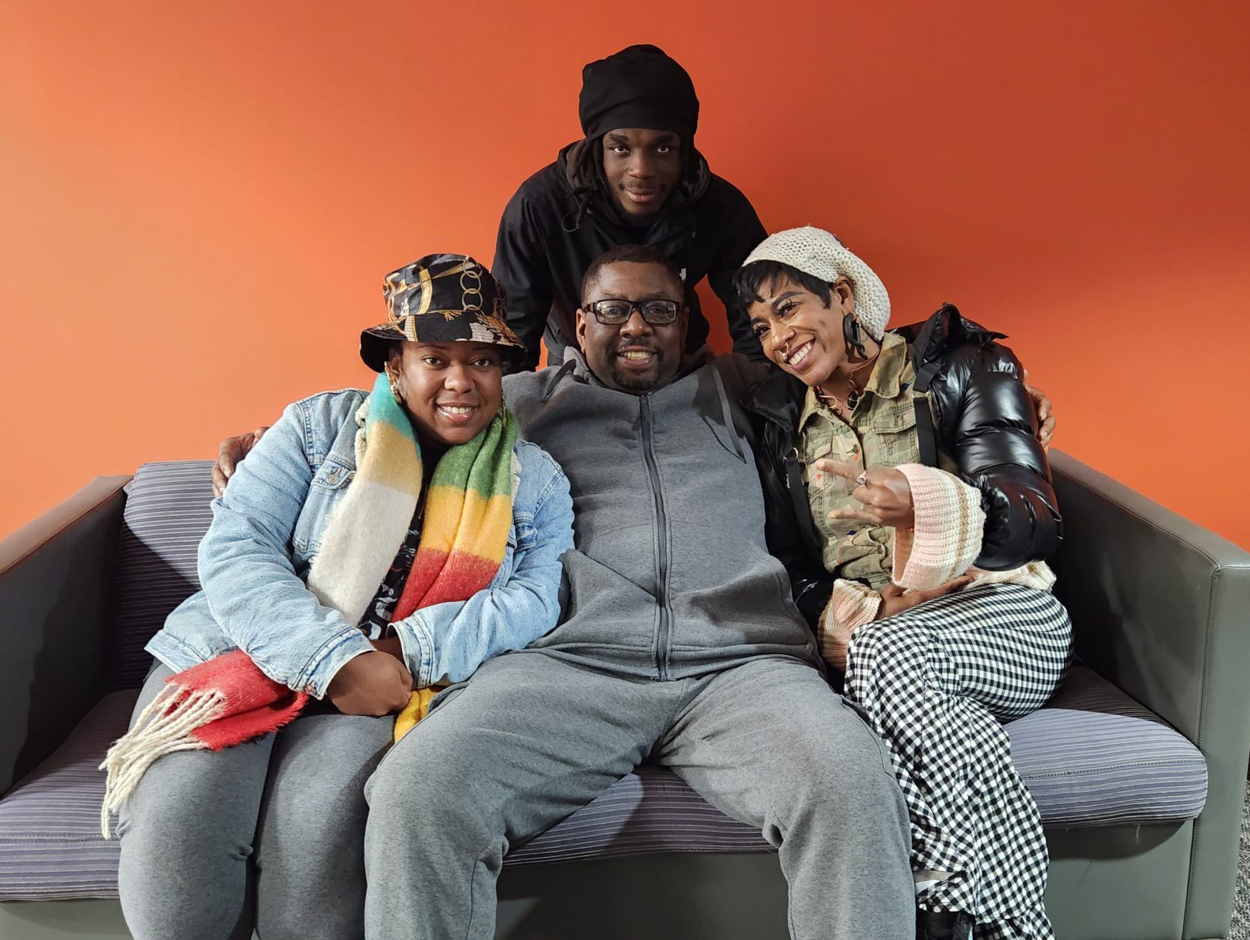 Standing: Jay. Sitting L-R: Lady K, DJ Dre and Shawna Divine