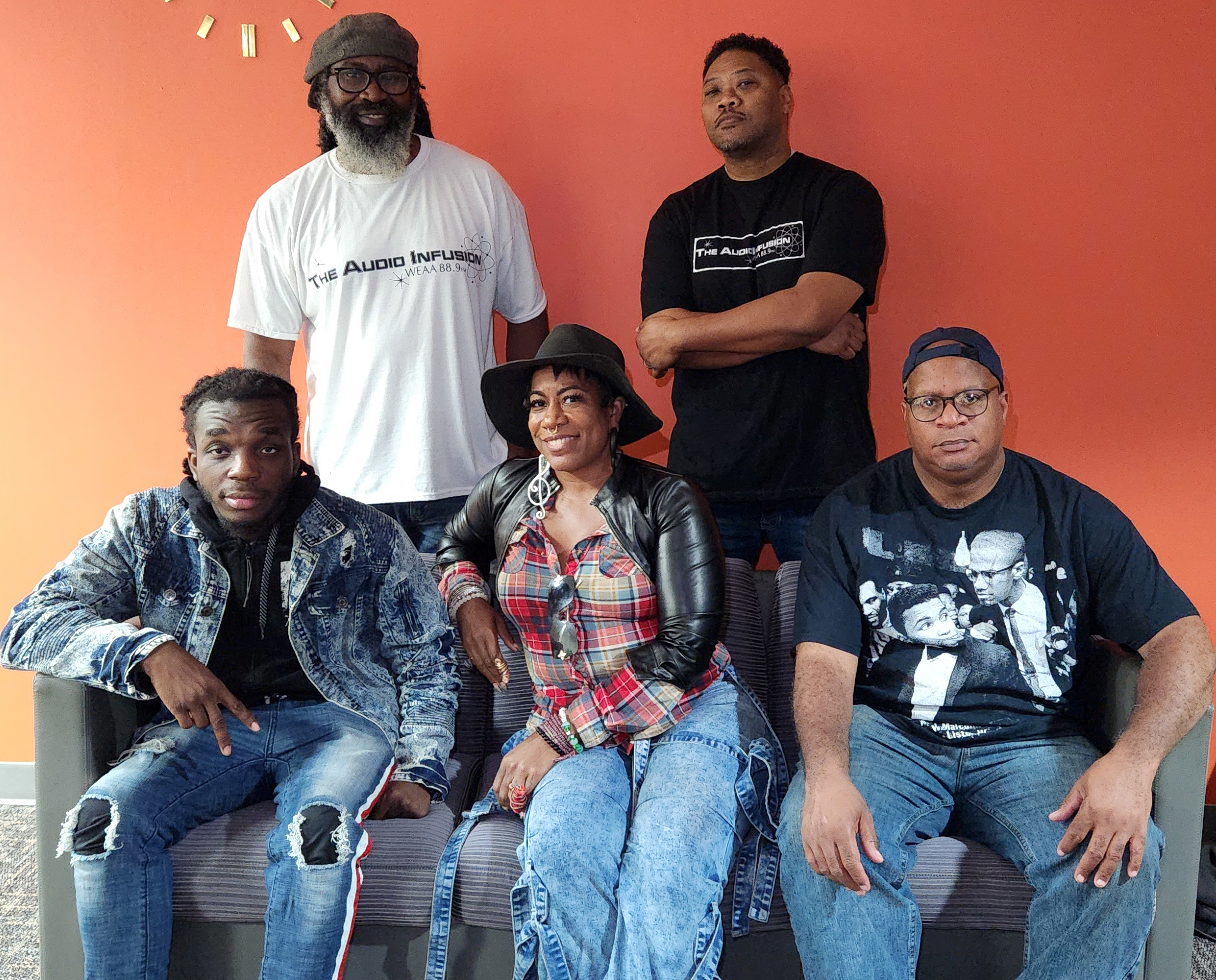 Standing: Patrick Scientific and Afropino. Sitting: Jay Iconic Shawna Divine and Henry Da Man